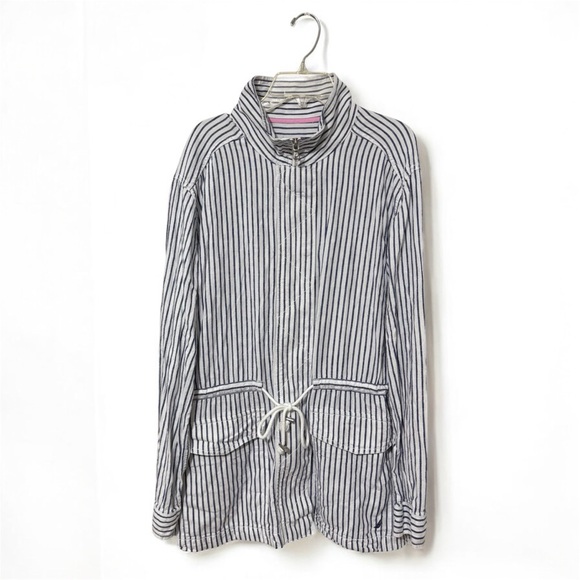 Nautica Navy and White Striped Utility Jacket - Picture 1 of 5